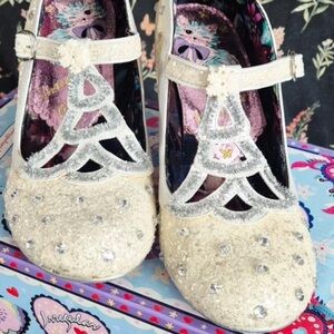 Irregular Choice Glittery Cream and Silver Heels